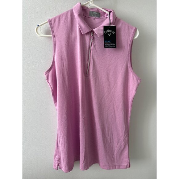Callaway Womens Sleeveless Polo Shirt Sunset Pink Large Opti-Dri Moisture-Wickin - Picture 1 of 5